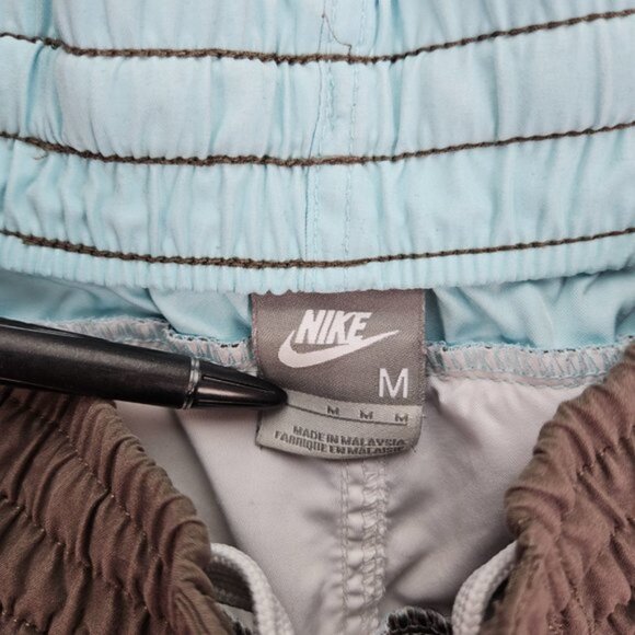 Nike Volley Swim Beach Board Shorts Men's Size M Gray And Blue Trunks Drawstring - Picture 2 of 16